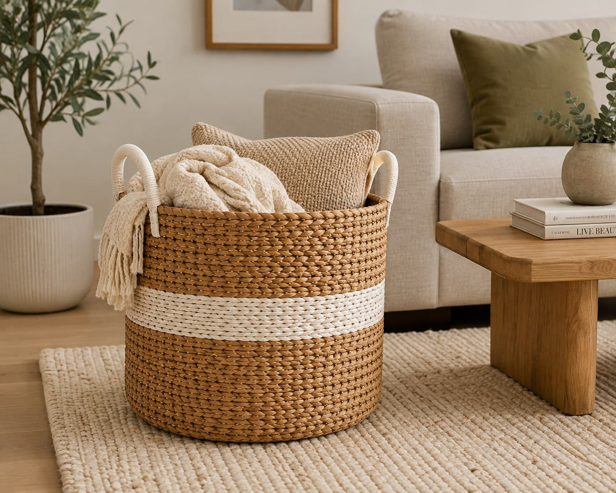 Seshades Large Round Woven Storage Basket