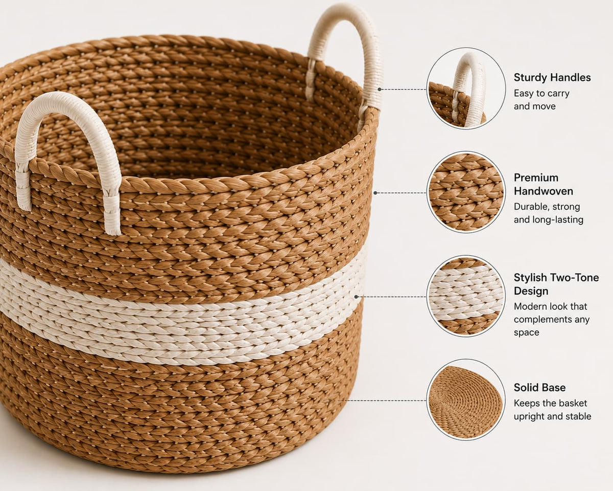 Seshades Large Round Woven Storage Basket