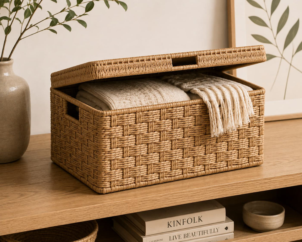 Seshades Woven Lidded Storage Basket