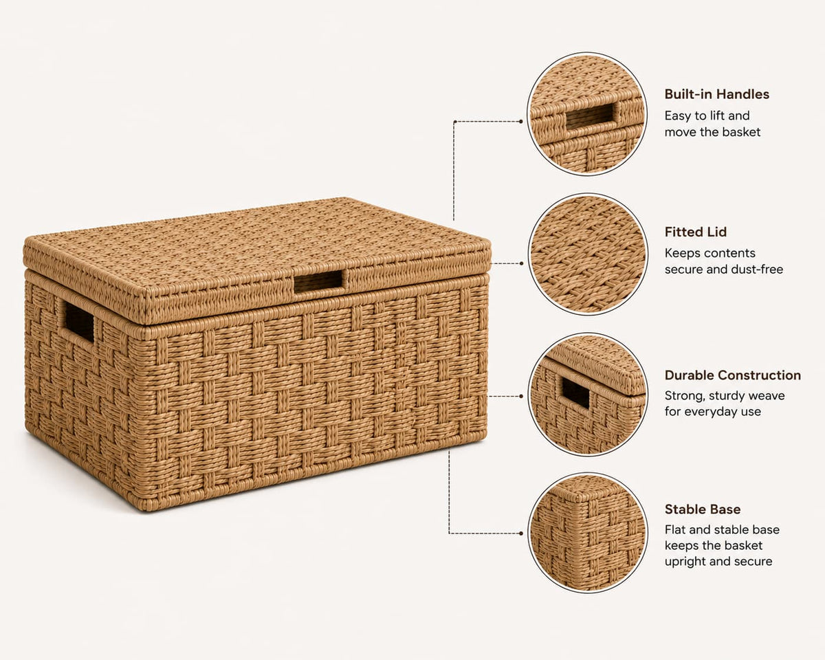 Seshades Woven Lidded Storage Basket