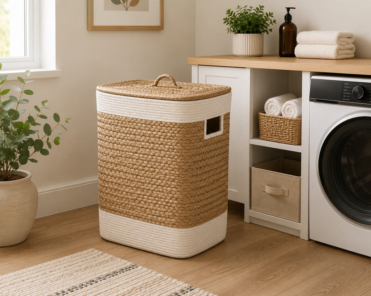 Seshades Woven Laundry Hamper with Lid