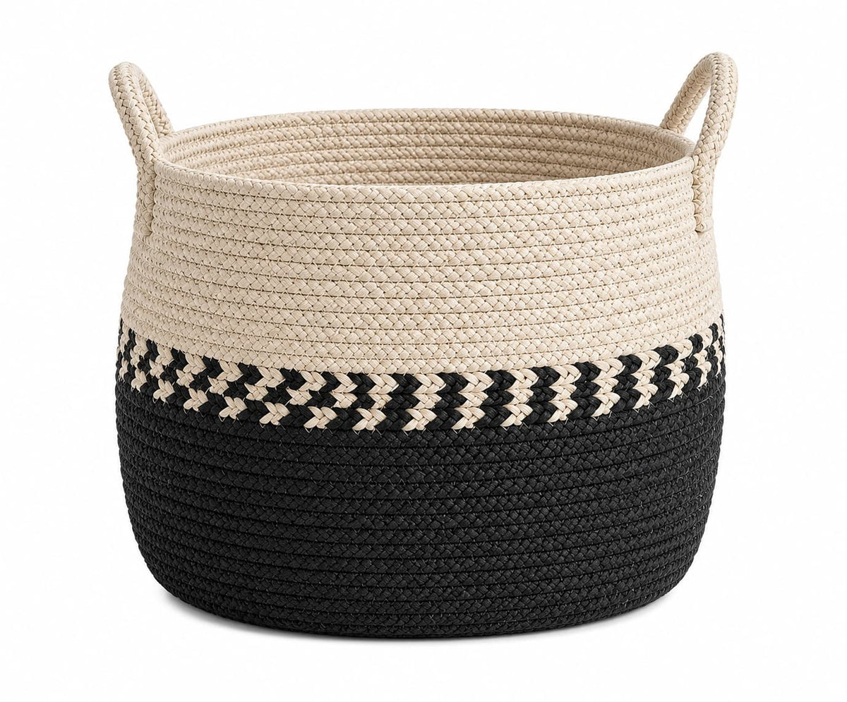 Seshades Two-Tone Woven Decorative Storage Basket
