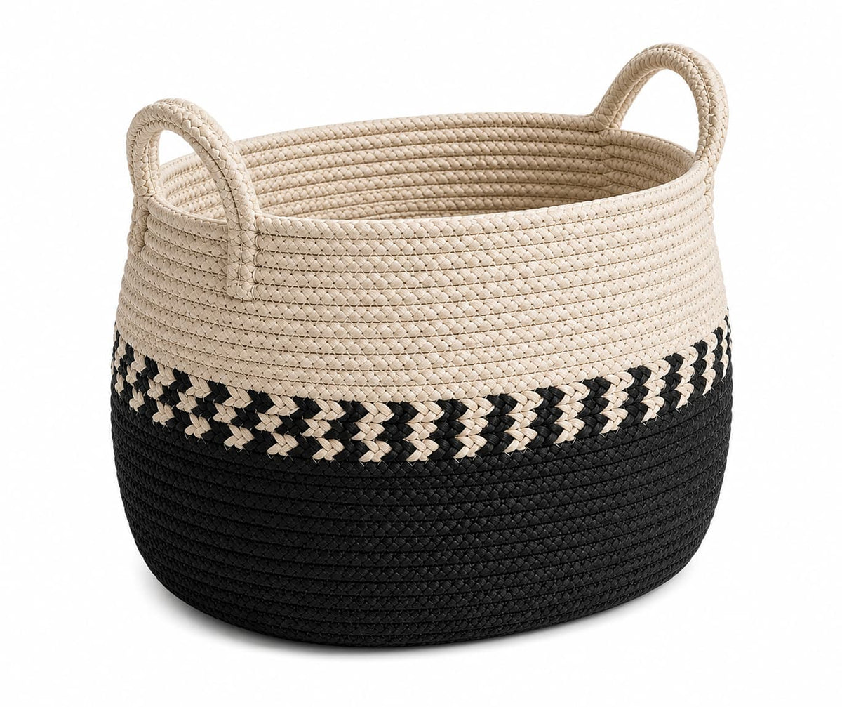 Seshades Two-Tone Woven Decorative Storage Basket